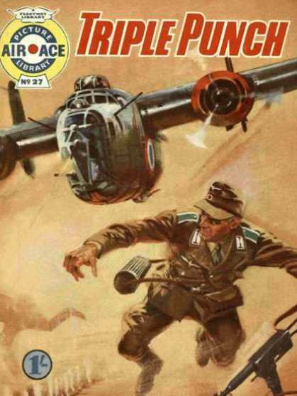 Air Ace Picture Library 27 - Triple Punch - Airplane - Machine Gun - Military - Fighting