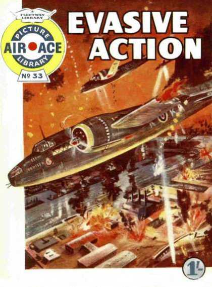 Air Ace Picture Library 33 - Evasive Action - Airplane - Bomber - Fire - No 33