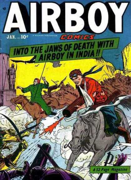 Airboy Comics 61 - Horses - Arm Sling - Weapon - 10 Cents - Battle