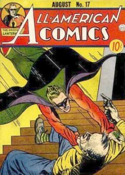 All-American Comics 17 - Green Lantern - Stairs - Gun - Man - Flying - Sheldon Moldoff