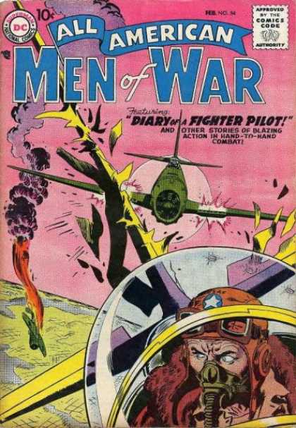 All-American Comics - All American Men of War - Diary - Fighter Pilot - Hand-to-hand Combat - Blazing Action - Attacking Airplane