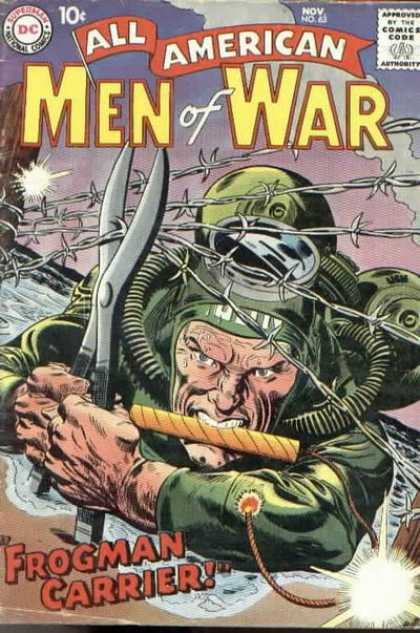 All-American Comics - All American Men of War - Barbed Wire - Military - Dynamite - Wire Clippers - Frogman Carrier