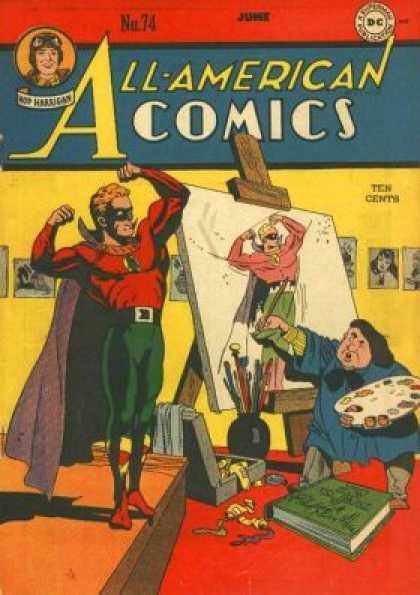 All-American Comics 74 - Number 74 - Painter - Paint - Superheroe - Portrait