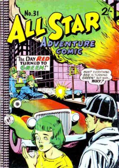 All Star Adventure Comic 31 - The Day Red Turned To Green - Hard Hat - Flames - Car - Traffic Light