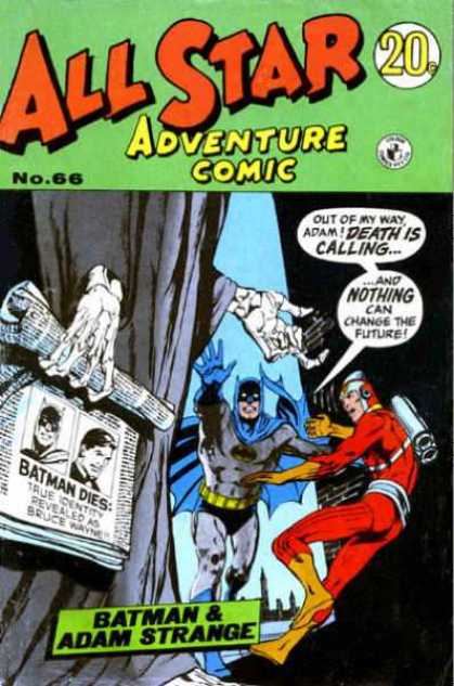 All Star Adventure Comic 66 - Batman - Adam Strange - Change The Future - Death Is Calling - Newspaper