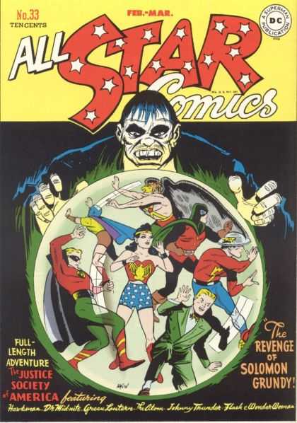 All Star Comics 33 - Revenge Of Solomon Grundy - The Justice Society Of America - Wonder Woman - Green Lantern - Johnny Thunder