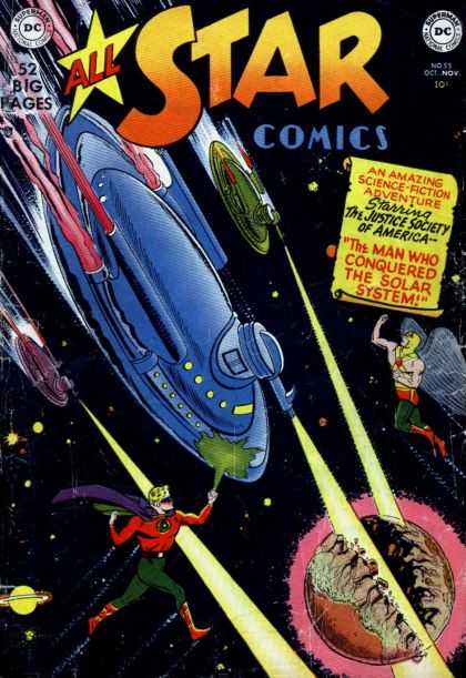 All Star Comics 55 - Hawkman - Green Lantern - Space Ships - Planets - Solar System
