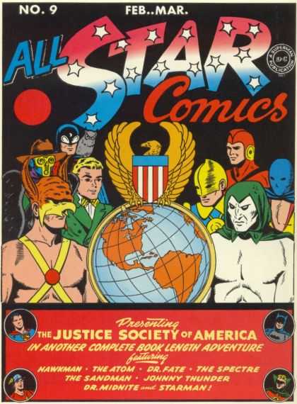 All Star Comics 9 - Justice Society Of America - Hawkman - The Atom - Dc - No 9
