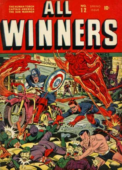 All Winners Comics 12 - The Human Torch - Captain America - The Sub Mariner - No 12 Spring Issue - Us Prisoners