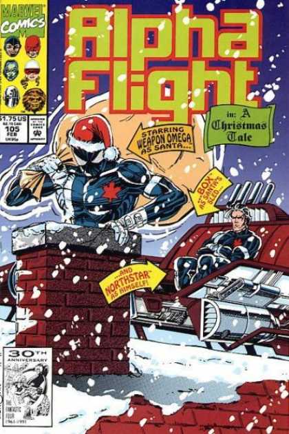 Alpha Flight 105 - Marvel Comics - Starrig Wepon Omega - Box As Santws Selo - A Ghristmas Sale - Northstar As Himself