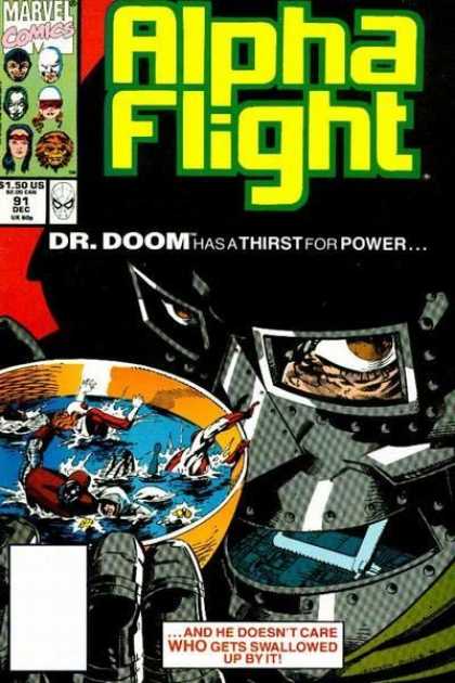Alpha Flight 91 - Dr Doom - Thirs For Power - Who Gets Swallowed - December 91 - Marvel Comics