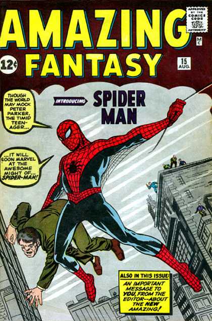 Amazing Fantasy 15 - Spiderman - First Appearrance - Peter Parker - Rescue - Web Swinging - Jack Kirby