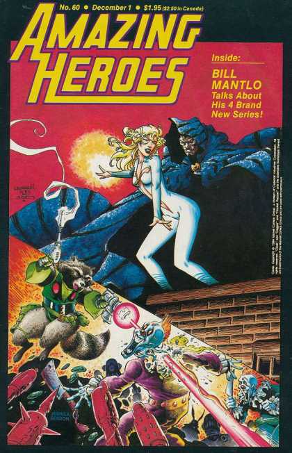 Amazing Heroes 60 - Bill Mantlo - Talks About 4 Brand New Series - Blond Hair - Gun - Rooftop - Rick Leonardi, Terry Austin