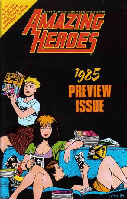 Amazing Heroes 62 - Jamie 84 - Girls Reading - Preview Issue - No 62 - Comic Heroes - Jaime Hernandez