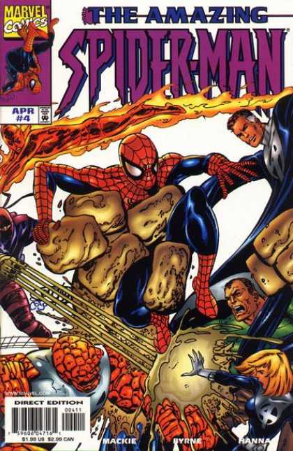 Amazing Spider-Man (1999) 4 - The Fantastic Four - Fire - Giant Hand - Ninja - Steel Chest Protector - John Byrne