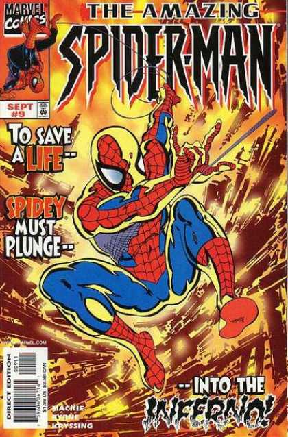 Amazing Spider-Man (1999) 9 - Marvel - Costume - Mutant - Flame - Direct Edition - John Byrne