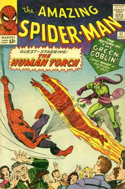 Amazing Spider-Man 17 - Green Goblin - Special Guest Hero The Human Torch - October Issue - Protecting People - Cheering People