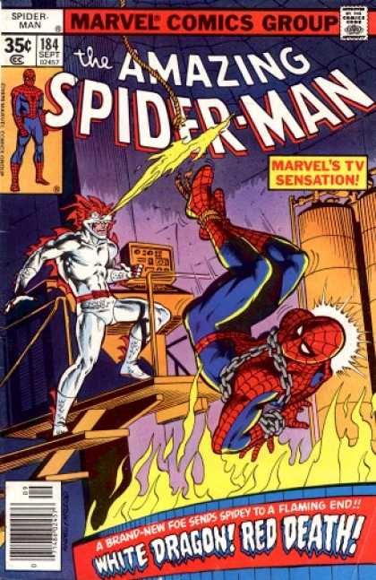 Amazing Spider-Man 184 - White Dragon - Flame - Spiderman - Marvel Comics Group - Comics Code - Bob McLeod, Ross Andru