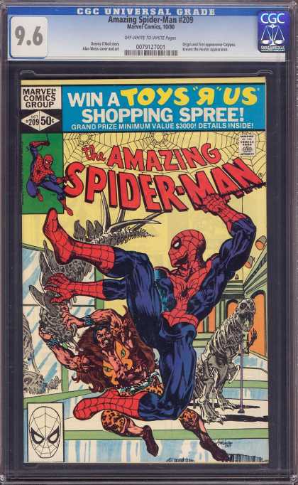 Amazing Spider-Man 209 - Museum - Fighting In A Museum - Man Holding Dinosaur Bones - Man Looking Like Cave Man - Issue Number 209