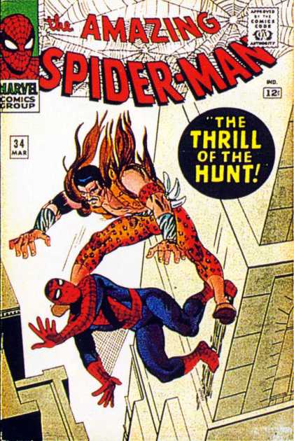 Amazing Spider-Man 34 - Kraven - Falling - Thrill Of The Hunt - Villian - Spiderman