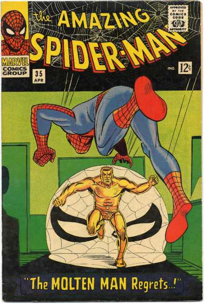 Amazing Spider-Man 35 - Gold - Spiderman - Molten Man - Web - Comics Code