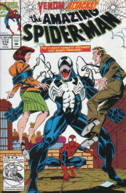 Amazing Spider-Man 374 - Spider Man - Venom Monster - Tentacles - Man And Woman - 30th Anniversary - Mark Bagley