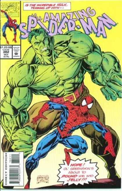 Amazing Spider-Man 382 - Incredible Hulk - Hulk - Ol Greenskin - About To Pound Him To Jelly - Belt With Gold Buckle - Mark Bagley