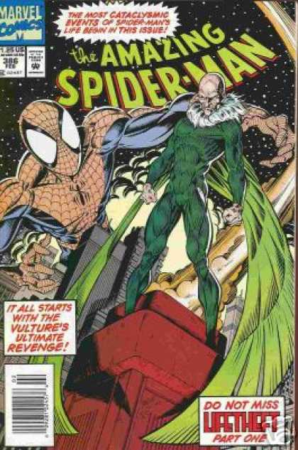 Amazing Spider-Man 386 - Vulture - Spiderman - Cataclysmic Events - Battle - Stars - Mark Bagley