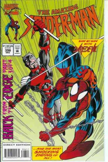 Amazing Spider-Man 396 - Daredevil - Spiderman - Web - Back From The Edge Part 3 - Issue 396 - Mark Bagley