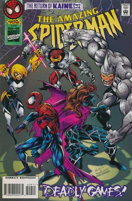 Amazing Spider-Man 409 - The Return Of Kaine - Marvel - Approved By The Comics Code Authority - Deadly Games - Direct Edition - Mark Bagley