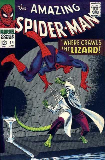 Amazing Spider-Man 44 - Lizard - Approved By The Comics Code Authority - Marvel Comics Group - 44 Jan - Fight