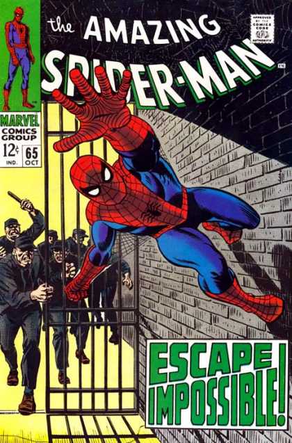 Amazing Spider-Man 65 - Metal Bars - Brick Wall - Dark Uniforms - Chasing - Baton