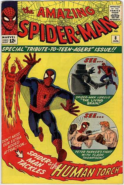 Amazing Spider-Man 8 - Human Torch - Flash Thompson - Robot - Boxing - Marvel Comics Group