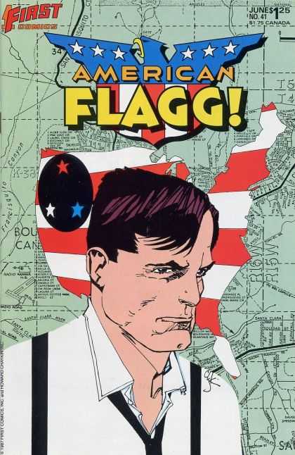 American Flagg 41 - United States - Strips - Stars - Map - Man