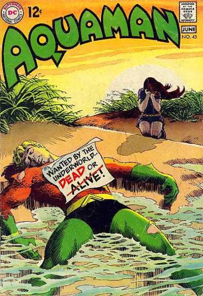 Aquaman 45 - Beach - Water - Sunset - Crying Girl - Green Gloves - Nick Cardy, Ron Lim