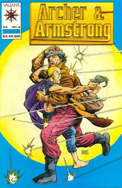Archer & Armstrong 0 - Crossbow - July Issue - Deflecting Bullets - Man Carrying Another Man - Spotlight - Barry Windsor-Smith