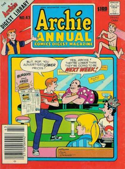 Archie Annual Digest 43 - Pops Diner - No 43 - Betty And Jughead - Burgers And Fries - Soda Fountain