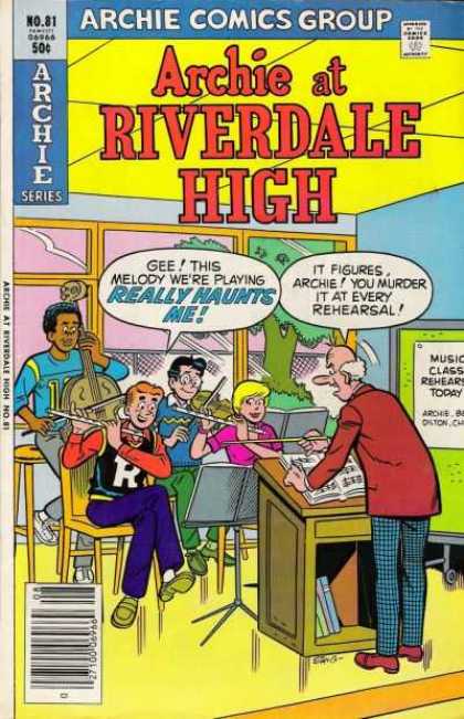 Archie at Riverdale High 81 - No 81 - Archie Comics Group - 50 Cents - Music Class Rehersal - Flute - Stan Goldberg