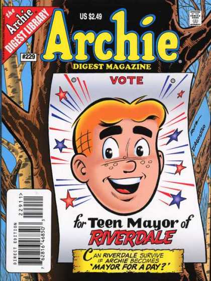Archie Comics Digest 229 - Politics - Teens - Mayor - Vote - Poster