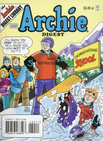 Archie Comics Digest 232 - Reggie - Snowboarding School - Mountain - Snow - Instructor