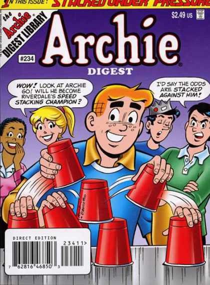 Archie Comics Digest 234 - Plastic Cups - Jughead - Betty - Reggie - Blue Shirt