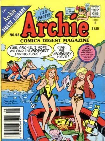 Archie Comics Digest 98 - Comics Digest Magazine - 128 Pages - Jughead - No Fishing Allowed - Boat