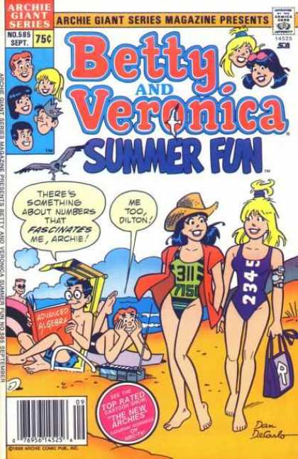 Archie Giant Series 585 - Beach - Swimsuits - Cowboy Hat - Betty U0026 Veronica - Algebra Book