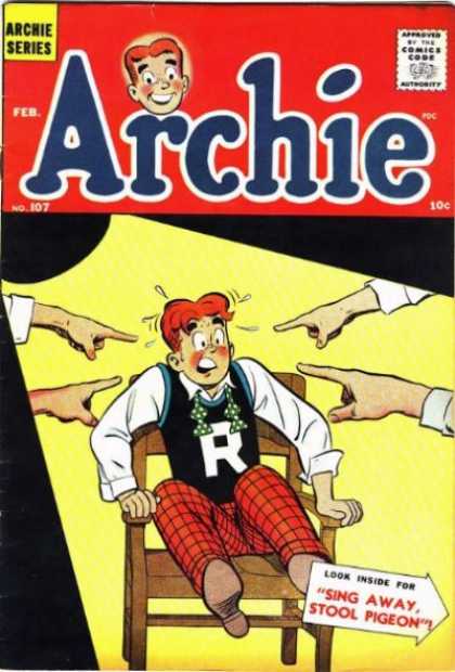 Archie 107 - Red Head - Riverdale High - Pointing Fingers - Plaid Pants - Wooden Chair