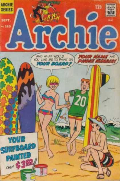 Archie 185 - Beach - Surfboards - Painting - Ocean - Sand