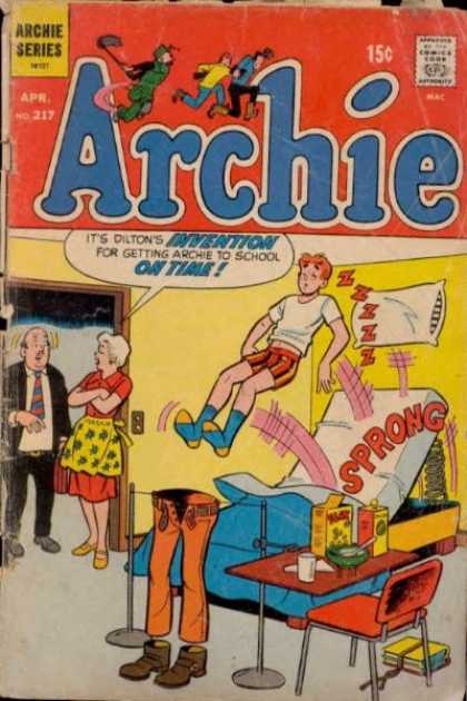 Archie 217 - Archie Sleeping - Cant Wake Up - Invention To Wake Up - Mechanical Bed - Jumping Into Pants