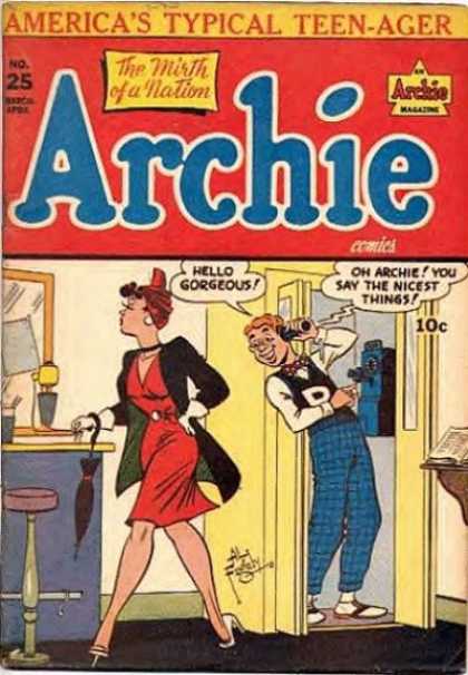 Archie 25 - Red Dress - Telephone - Umbrella - Black Coat - Book