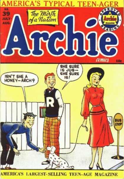 Archie 39 - Americas Typical Teen-ager - Approved Reading - Boy - Woman - Bus Stop