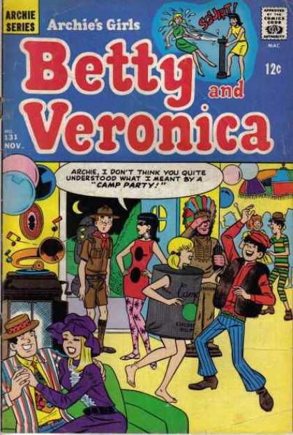 Archie's Girls Betty and Veronica 131 - Camp Party - Victrola - Soup Can Costume - Water Fountain - Dancing