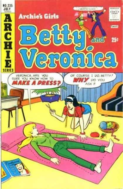Archie's Girls Betty and Veronica 235 - Dress - Sewing Machine - July Issue - Couch - Tape Measure